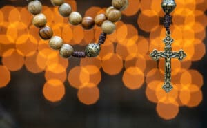 July 15, 2020; Rosary at the Grotto. (Photo by Barbara Johnston/University of Notre Dame)