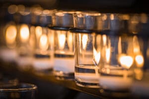 September 15, 2023; Grotto candles (Photo by Matt Cashore/University of Notre Dame)